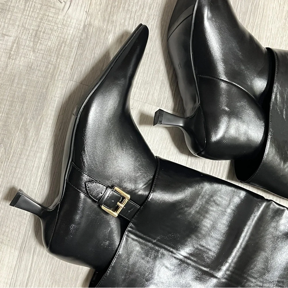 Vaila Monica Wide Calf Black Knee-High Women's Boots, 11